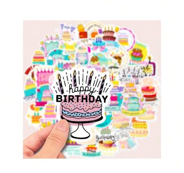 035.誕生日シール ハッピーバースデー 防水シール防水ステッカー 誕生日 25枚