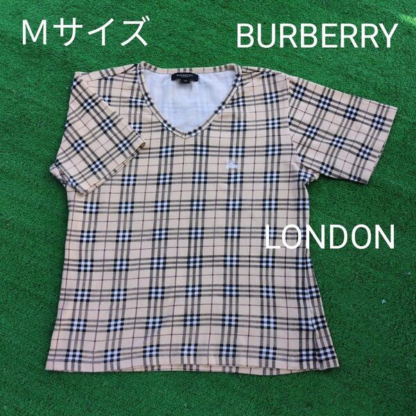 BURBERRY LONDON バーバリーロンドン レディースVネック カットソー ノバチェック 柔らかストレッチ M