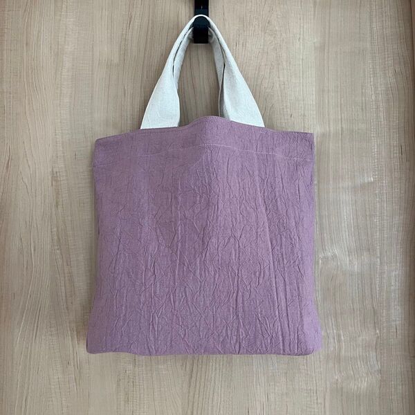 ハンドメイド*トートバッグ*コットンリネンワッシャー*ダスティピンク×生成り