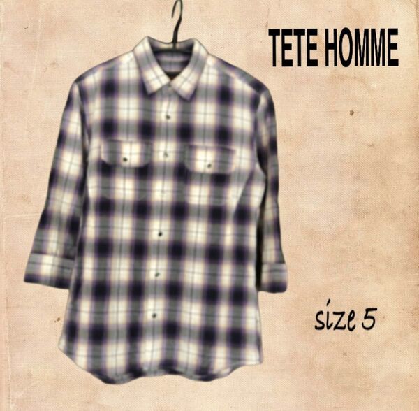 TETE HOMME テットオム 七分袖シャツ コットン 春夏