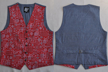 XLサイズ　Bandana Cotton Vest バンダナコットンベストレッド新品ジレ@_画像2