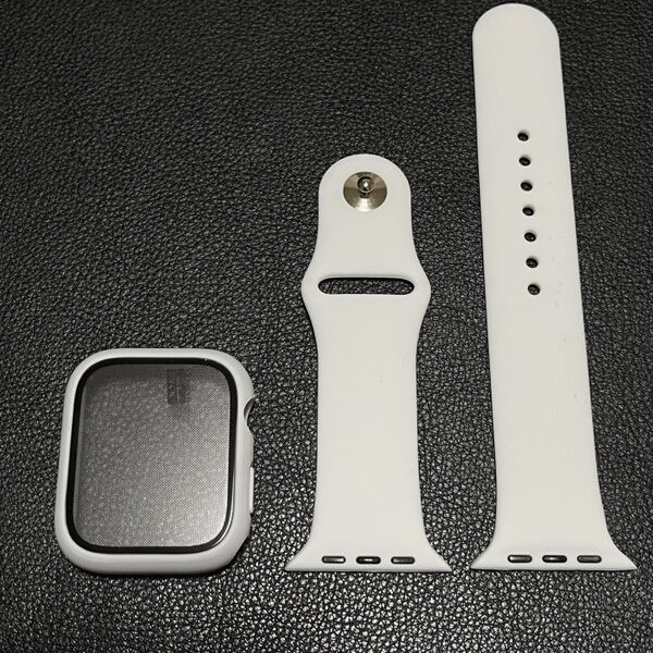 【2点セット】アップルウォッチ 45mm対応 ケースカバー+スポーツバンド 「ホワイト」バンドサイズ Sサイズ apple watch シリーズ 7 8