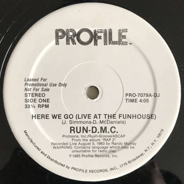 Run-D.M.C. - Here We Go (Live At The Funhouse) (激レアUSオリジナル/プロモオンリー/Promo/オールドスクール)