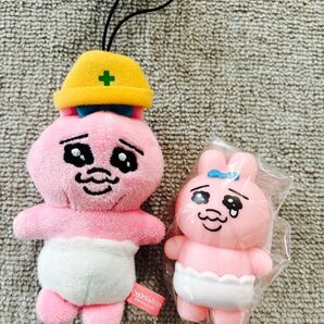 【新品】おぱんちゅうさぎ マスコット 工事現場 ミニソフビフィギュア 2点セット