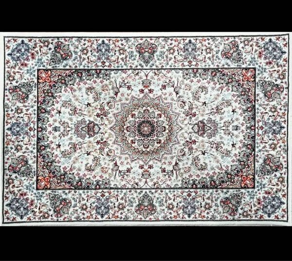 アウトレット ウィルトン 玄関マット イスファーハン 60x90cm イラン WHITE 白 高級 ラグ カーペット ペルシャ