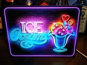 アメリカン アイスクリーム ソフトクリーム アイスキャンディー カウンター ライト サイン 看板 置物 雑貨★ice cream②☆LED2way電光看板
