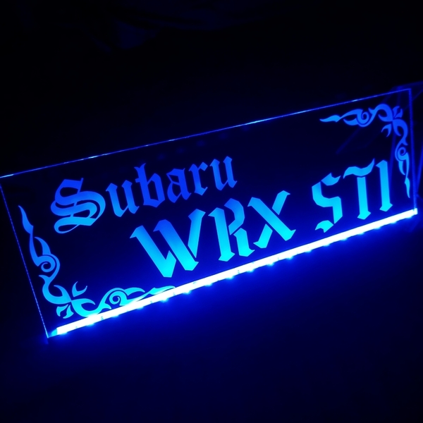 WRX STI① フルカラーLED アクリルプレート GDB GRB GVB VAB スバル SUBARU 内装 カスタム パーツ 電源付き シガーソケット USB ライト