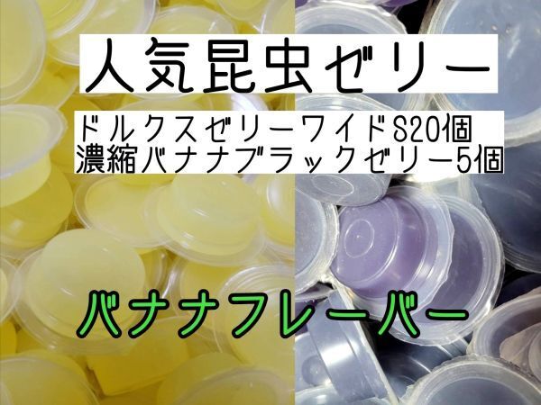 人気昆虫ゼリー ドルクスゼリーワイドS16g 20個 濃縮バナナブラックゼリー5個 カブトムシ クワガタ ハムスター フクロモモンガ ハリネズミ