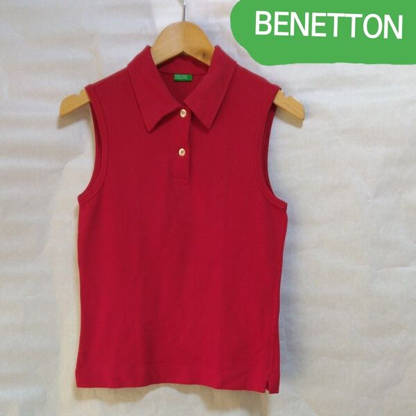 BENETTONノースリーブポロシャツ S ゴルフウェアにも