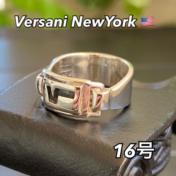 NYベルサーニ【16号】シルバーリングVERSANI NY SOHO ロゴ入りプレートデザイン Silver.925 ニューヨーク