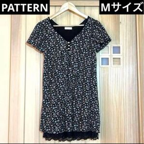 PATTERN パターン 花柄 ワンピース ワンピース 黒 M