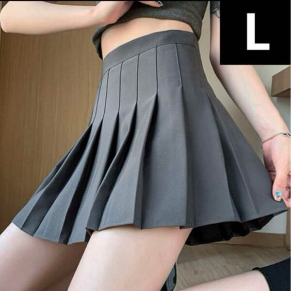 【新品】コスプレ 制服 プリーツ スカート L グレー 灰色 ゴルフ テニス