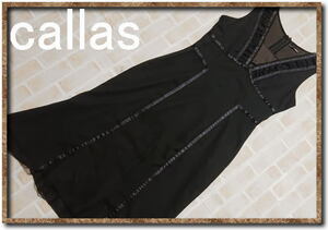 美品！！☆callas　カラス　ノースリーブシフォンワンピース　黒☆