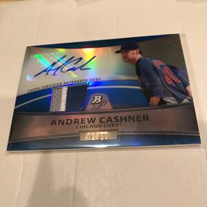 Andrew Cashner RC 2010 Bowman Platinum Patch auto Blue /50