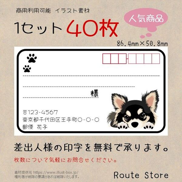宛名シール 差出人シール チワワ 黒系 ラベルシール わんちゃん ワンコ 犬