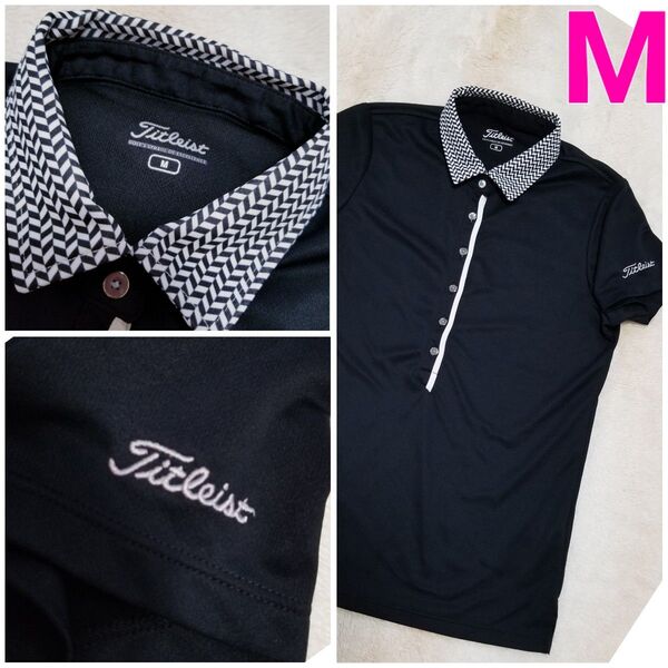 TITLEIST タイトリスト ヘリンボーン柄襟 ポロシャツサイズM