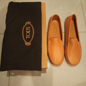  Tod's TOD'S driving shoes shoes cow leather car f type pushed . orange vivid boxed shoes sack attaching 36M 23.5. rank unused goods 