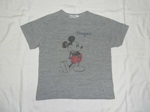 ★美品★ MILKFED. ミルクフェド ミッキーマウス ボンジュール Tシャツ sizeS グレー ★古着 Disney コラボ レディース トップス X-girl