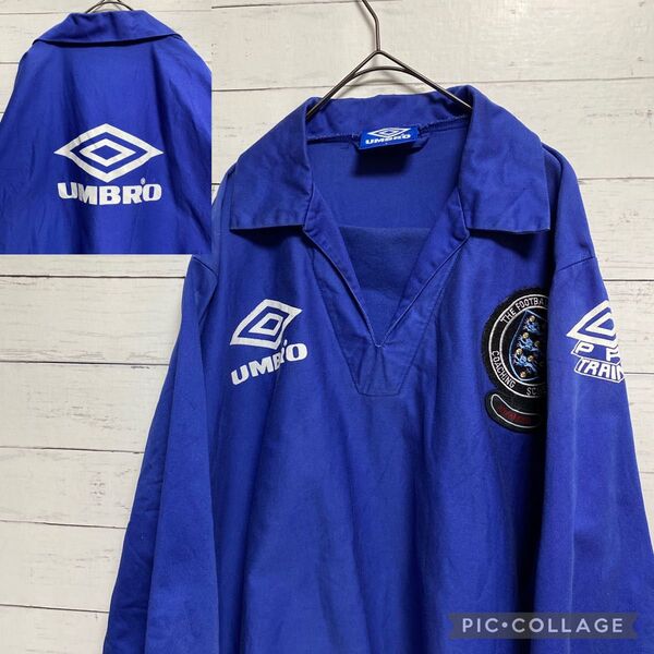 UMBRO 90s ドリルトップ フットボールジャケットプルオーバーバックプリントロゴワッペン