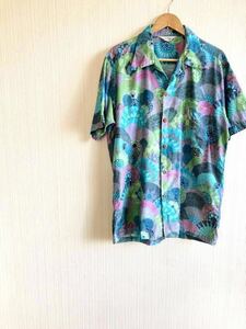 ★☆60s ハワイ製 VINTAGE Paradise Hawaii HONOLULU 総柄 JAHACAプリント 菊模様 フラワートロピカル アロハシャツ OLD ビンテージ ☆★