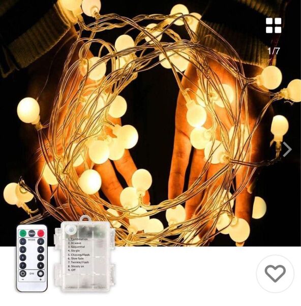 LED イルミネーションライト ストリングライト電球色 電池式 屋外防水