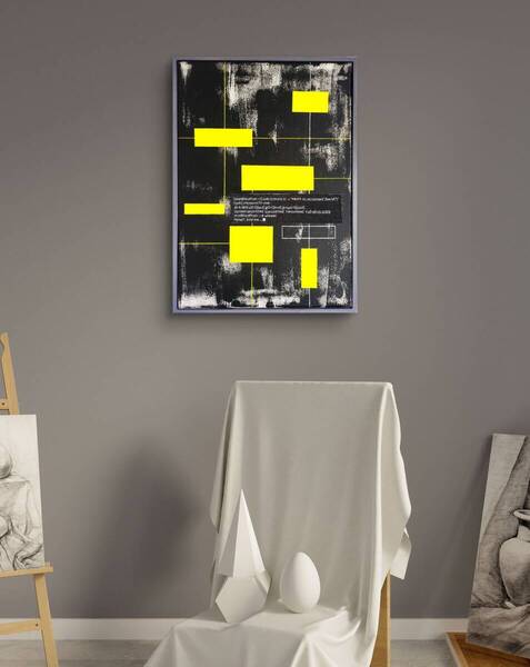デジタル'85 / Digital '85- 抽象画 43×32㎝【F8号相当】原画1点のみ キャンバス インテリア おしゃれ モダン 現代アート 額縁セット