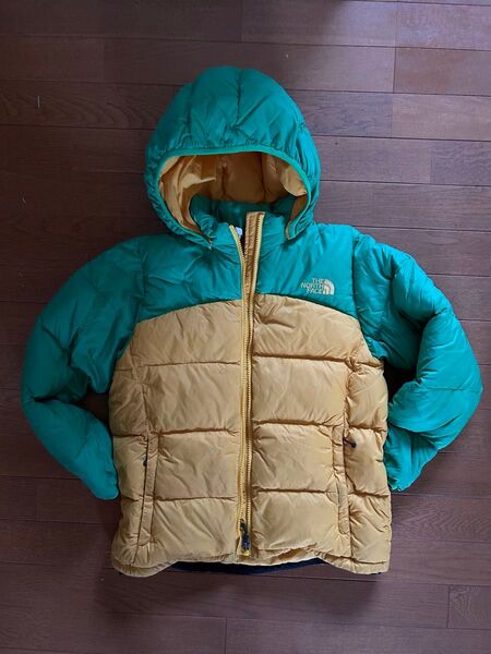 The North Face クリーニング済みダウンコート 緑・黄色 150cm