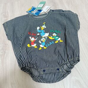 新品 バースデイ Disney ディズニー ドナルドダック90 半袖 ヒッコリー ロンパース 70cm