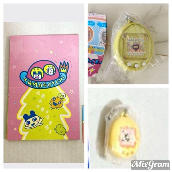 【4点セット】たまごっち ガチャガチャ ミニチュアチャームコレクション iD 一番くじ ステーショナリー メモ帳 ステッカーセット