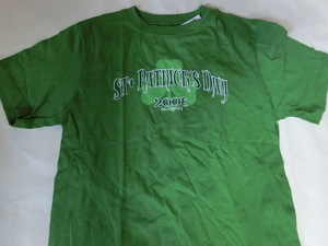 USA購入 人気アメカジブランド オールドネイビー【OLD NAVY】St.Patrick's Day 2008 ロゴプリントＴシャツUS KID L(10-12)サイズ グリーン