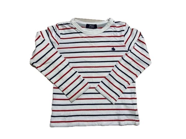 【送料無料】ポロ 長袖Tシャツ ボーダー サイズ110 綿100% 匿名配送