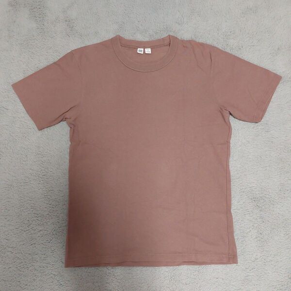 UNIQLO ユニクロユー くすみ あずき色 Tシャツ トップス 無地