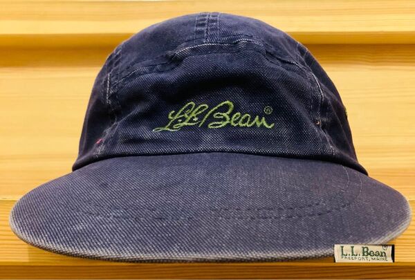 キャップ 帽子 80s 90s L.L.Bean ロングビル 5パネル USA エルエルビーン アメリカ製 ロゴ刺繍 ネイビー