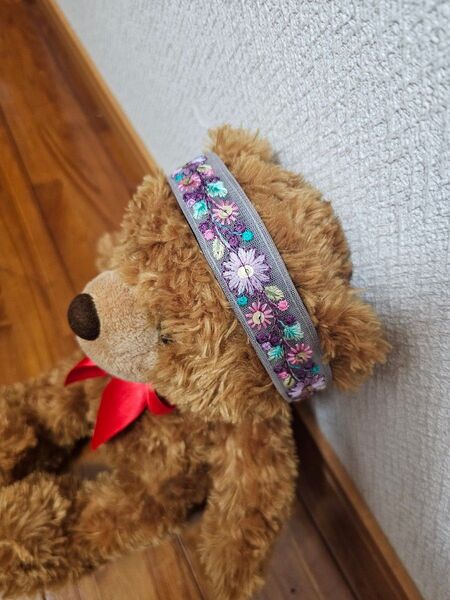 インド刺繍リボン ハンドメイド カチューシャ 紫