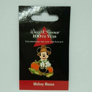 ♪ ディズニーストア ジャパン ピンバッジ Walt Disney 100th Year Mickey Mouse #8 ミッキー パンプキン 2001年 新品 未使用 pumpkin