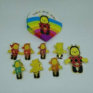 ♪ Disney Store Japan Bind Badge Lucky Color Pooh Series Все 8 штук Pooh 2002 Новый неиспользованный булавка