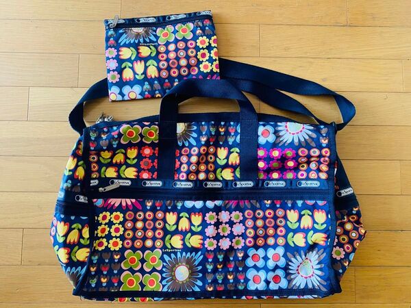 LeSportsac レスポートサック ボストンバッグ バッグ カラフル 花柄 ポーチ付き