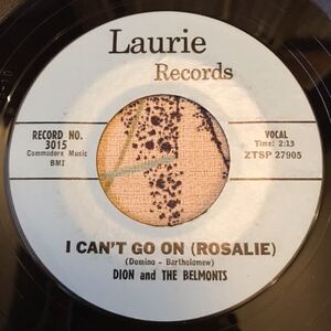 Dion And The Belmonts No One Knows / I Can't Go On (Rosalie) US Original 7inch Doo Wop ロカビリー