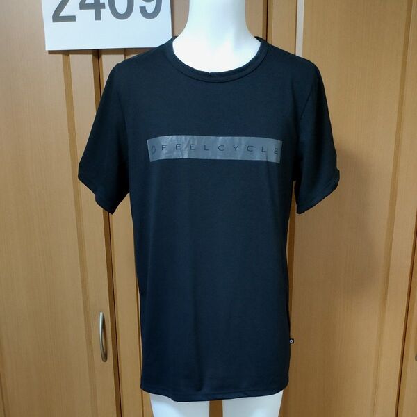 フィールサイクル半袖TシャツM ブラック 横長ボックス少し光沢にFEELCYCLEロゴがステキ!