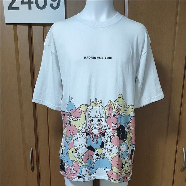 前田佳織里 ハーフ総柄半袖TシャツS/M 白「かおりんがゆく!×しまむら」 オンラインストア限定