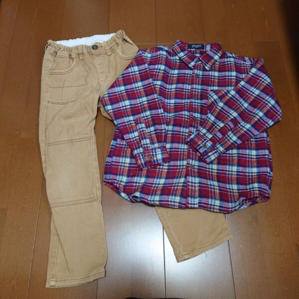 KID BOW ネルシャツ&チノパン コーデ売り 120cm シャツ