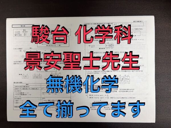 【最新版 2024年】駿台 景安聖士先生 無機化学 河合塾 代ゼミ 鉄緑会 東進 東大受験 医学部受験 Z会 共通テスト SEG