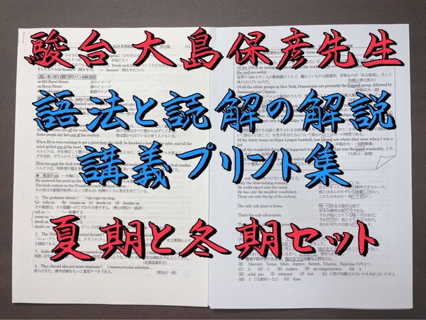 駿台 夏期&冬期 語法と読解 大島先生講義プリント集 河合塾 鉄緑会 Z会 東進 医学部 東大 共通テスト SEG センター試験