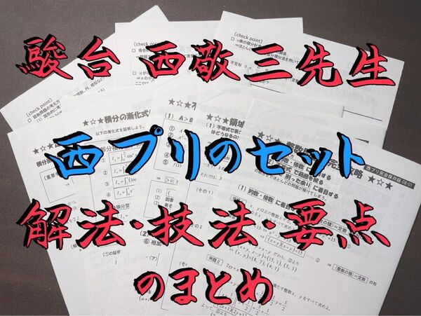 駿台 数学科 西敬三 数学【西プリ】 駿台 河合塾 鉄緑会 代ゼミ Z会 ベネッセ SEG 共通テスト センター試験