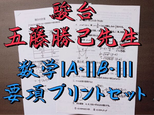 駿台 数学科 五藤勝己 数学【全範囲】要項プリント 駿台 河合塾 鉄緑会 代ゼミ Z会 ベネッセ SEG 共通テスト センター試験