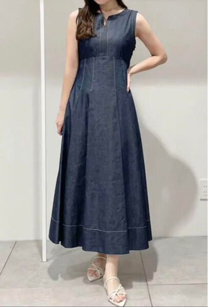 新品・タグ付き マーキュリーデュオ バックシャンタイプライターワンピース Mサイズ デニムワンピース