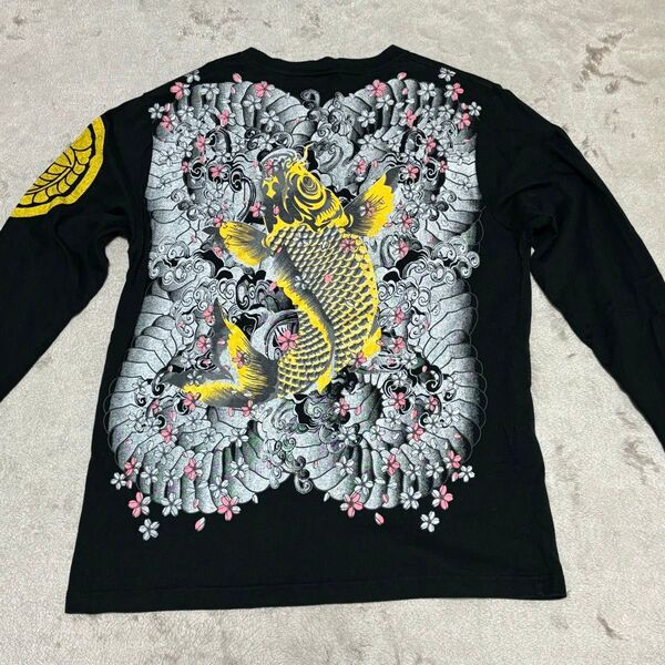 肩幅47身幅53袖丈64着丈67鏡花水月 両面プリント ロンT 金魚 大きいサイズLLサイズ Tシャツ 半袖 きょうかすいげつ
