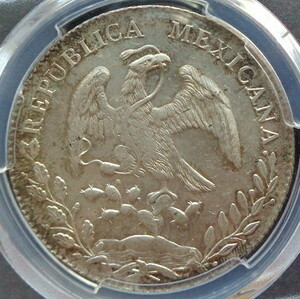 ■■メキシコ 8レアル銀貨 1880年 Mo MH 貿易銀 PCGS MS62 軽トーン未使用品- 雰囲気良し 稀少!■■