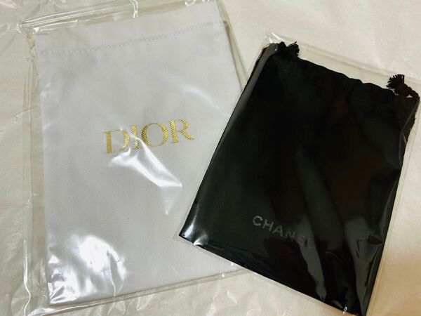 CHANEL シャネル ディオール Dior ノベルティ 巾着 ポーチ 白 黒