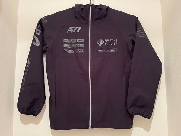 アシックス A77 ブラック ジャケット(Mサイズ) フルジップ フーデッド